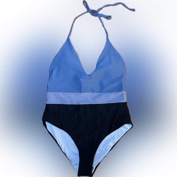 One piece Double Tie Halter Bathing Suit - Picture 2 of 6